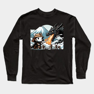 Samurai Bear Fighting a Dragon Long Sleeve T-Shirt